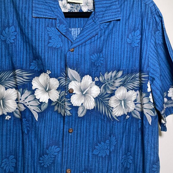 Men's Large Winnie Fashion Blue Hawaiian Short Sleeve Button Down Shirt - Picture 3 of 5